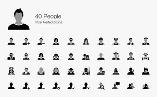 40 People Pixel Perfect Icons.  vector